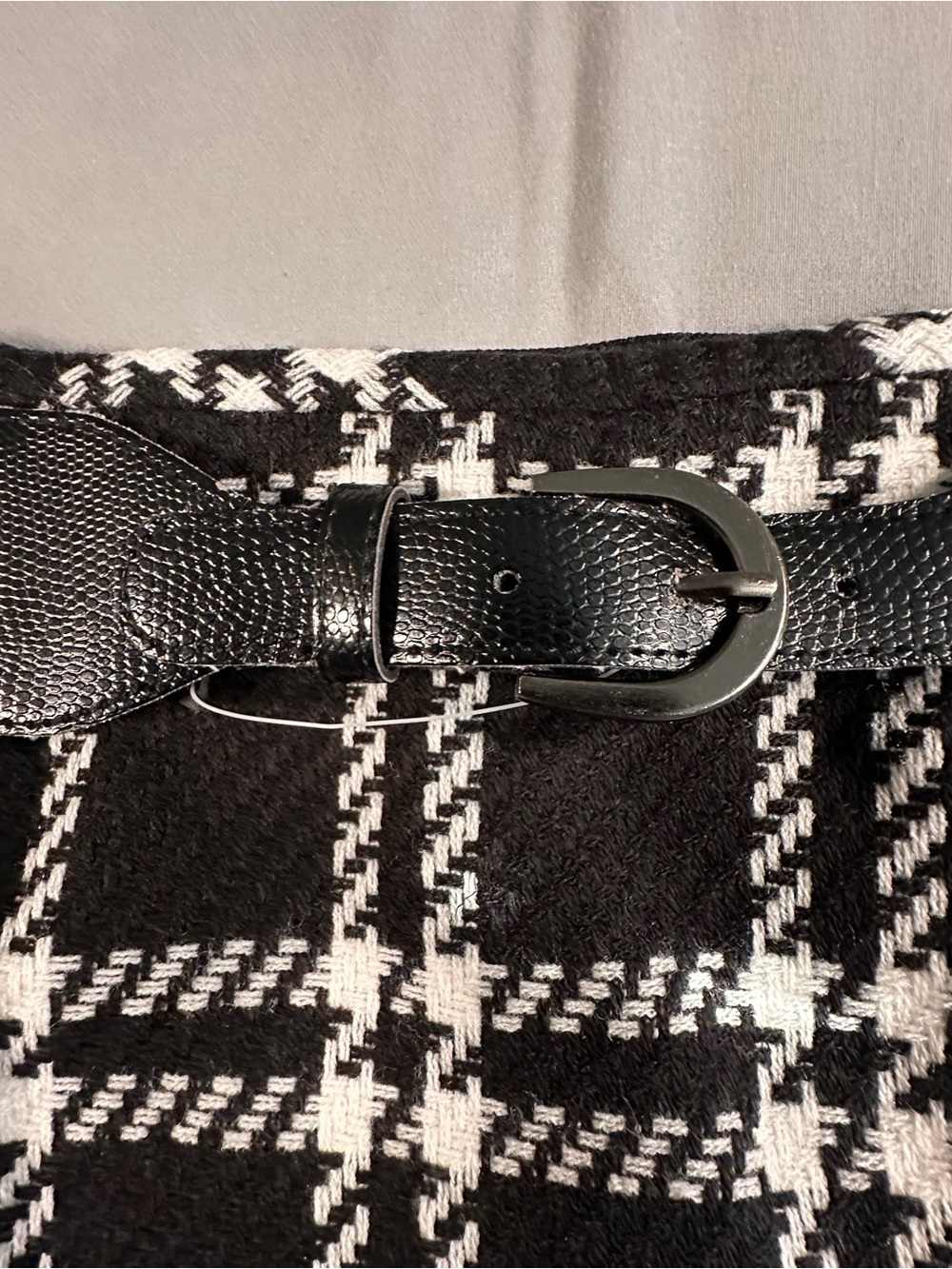 Black and White Plaid Pencil Skirt houndstooth business preppy tailored Y2K - Picture 2 of 13